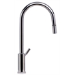 Pemberly Row Solid Polished Stainless Steel Single Hole Pull Down Kitchen Faucet