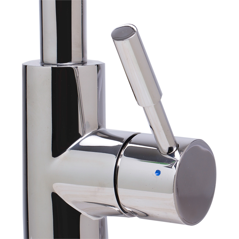 Pemberly Row Solid Polished Stainless Steel Single Hole Pull Down Kitchen Faucet