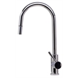 Pemberly Row Solid Polished Stainless Steel Single Hole Pull Down Kitchen Faucet