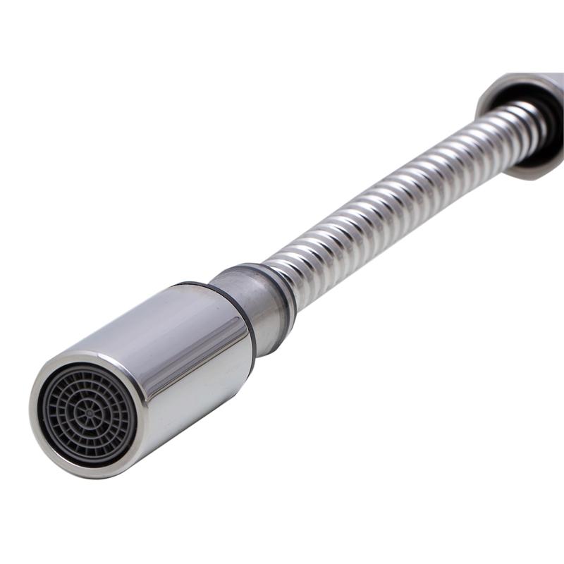 Pemberly Row Solid Polished Stainless Steel Single Hole Pull Down Kitchen Faucet