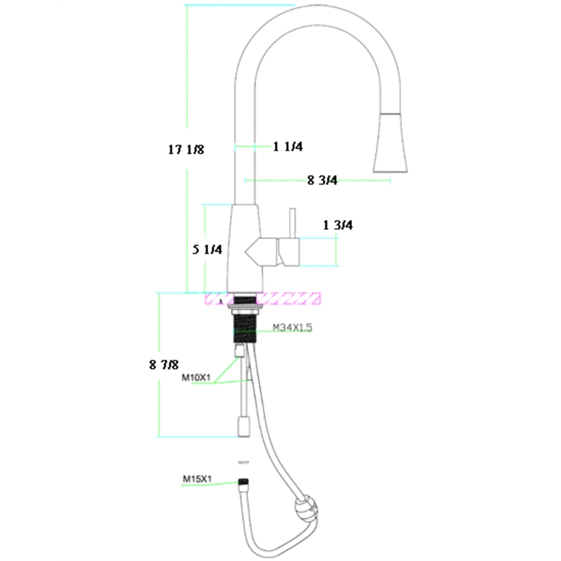 Pemberly Row Solid Brushed Stainless Steel Pull Down Single Hole Kitchen Faucet