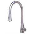 Pemberly Row Solid Brushed Stainless Steel Pull Down Single Hole Kitchen Faucet