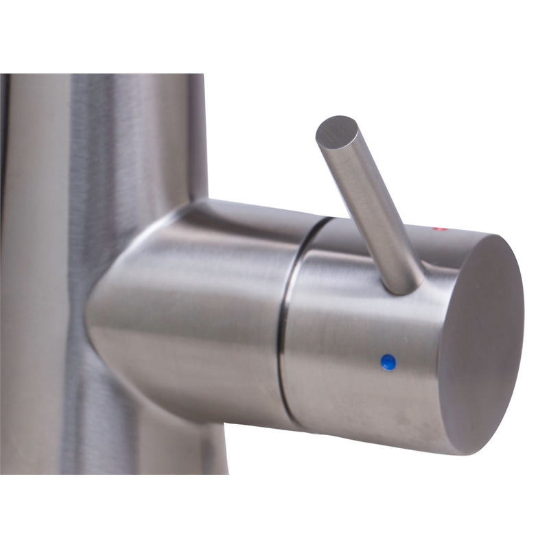 Pemberly Row Solid Brushed Stainless Steel Pull Down Single Hole Kitchen Faucet