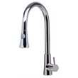 Pemberly Row Solid Polished Stainless Steel Pull Down Single Hole Kitchen Faucet