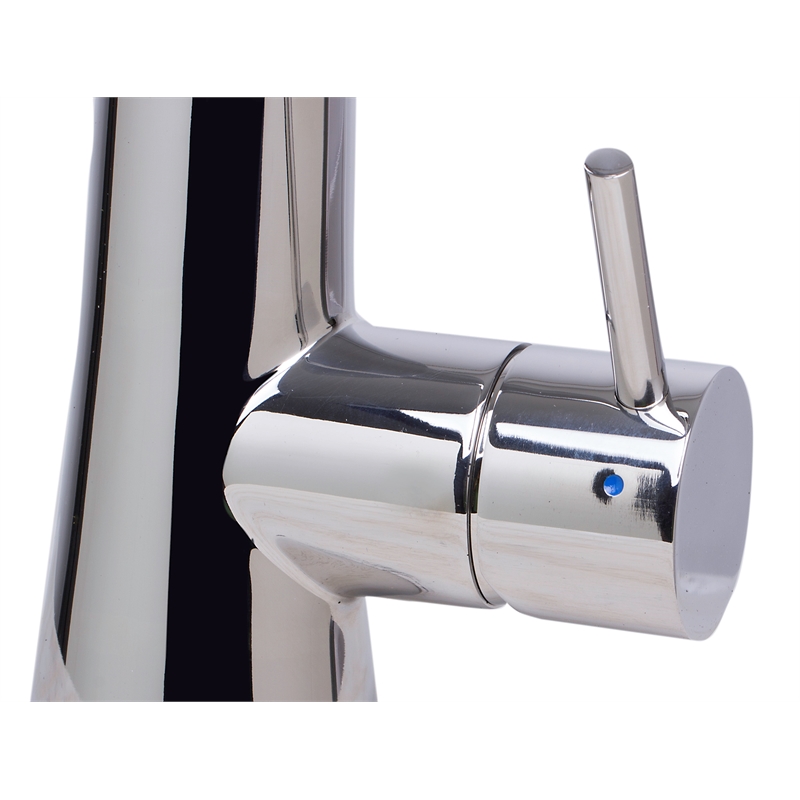 Pemberly Row Solid Polished Stainless Steel Pull Down Single Hole Kitchen Faucet