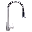 Pemberly Row Solid Polished Stainless Steel Pull Down Single Hole Kitchen Faucet