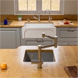 Pemberly Row Brushed Stainless Steel Retractable Single Hole Kitchen Faucet