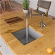 Pemberly Row Brushed Stainless Steel Retractable Single Hole Kitchen Faucet
