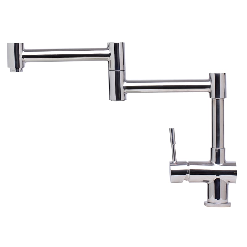 Pemberly Row Polished Stainless Steel Retractable Single Hole Kitchen Faucet