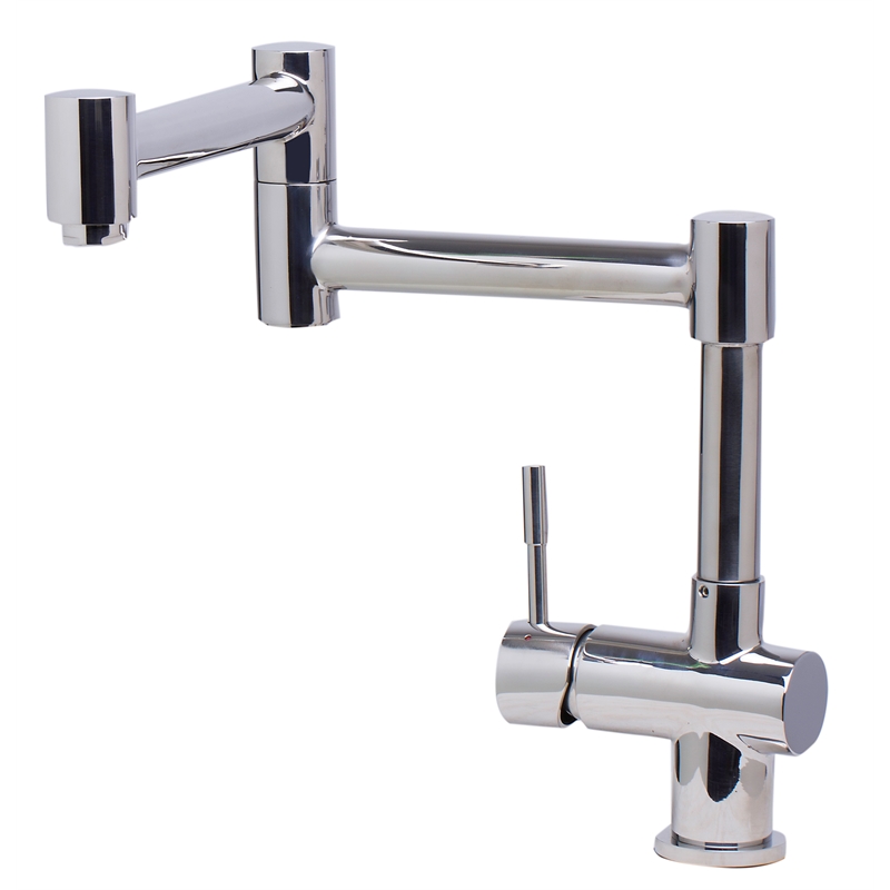 Pemberly Row Polished Stainless Steel Retractable Single Hole Kitchen Faucet