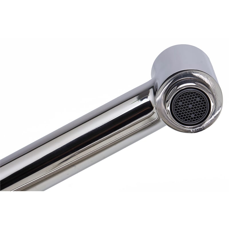 Pemberly Row Polished Stainless Steel Retractable Single Hole Kitchen Faucet