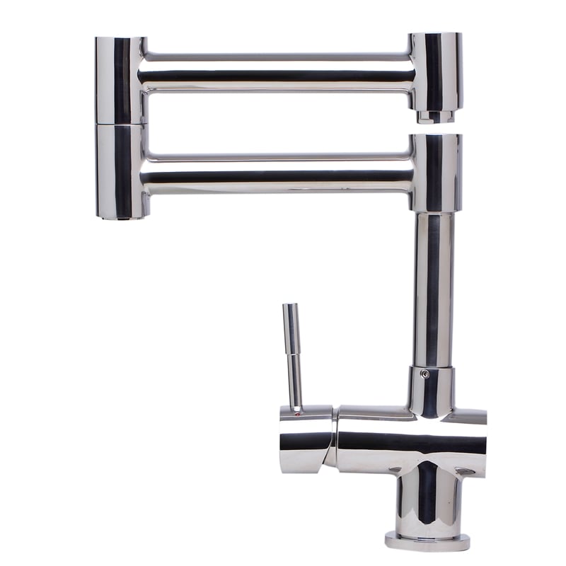Pemberly Row Polished Stainless Steel Retractable Single Hole Kitchen Faucet