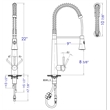 Pemberly Row Solid Stainless Steel Kitchen Faucet w Pull Down Shower Spray