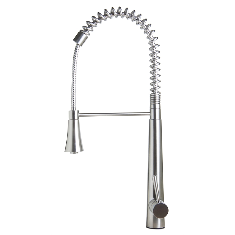 Pemberly Row Solid Stainless Steel Kitchen Faucet w Pull Down Shower Spray
