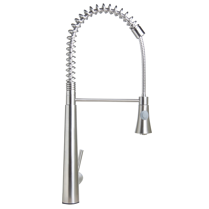 Pemberly Row Solid Stainless Steel Kitchen Faucet w Pull Down Shower Spray