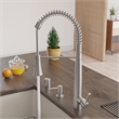 Pemberly Row Solid Stainless Steel Kitchen Faucet w Pull Down Shower Spray