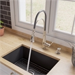 Pemberly Row Brushed Nickel Kitchen Faucet with Black Rubber Stem
