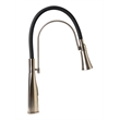 Pemberly Row Brushed Nickel Kitchen Faucet with Black Rubber Stem