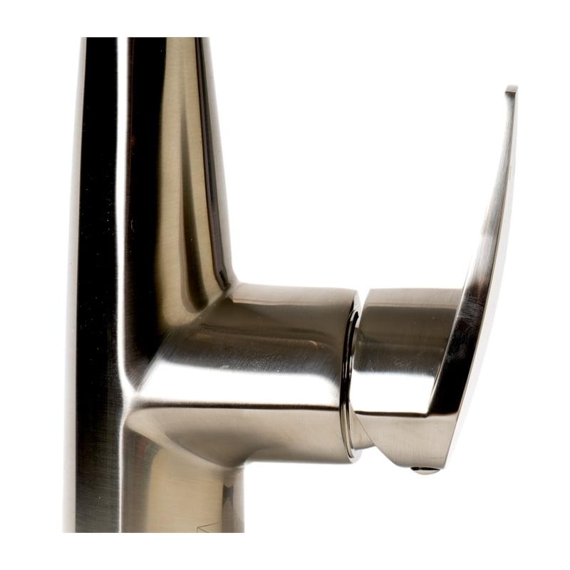 Pemberly Row Brushed Nickel Kitchen Faucet with Black Rubber Stem