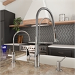 Pemberly Row Polished Chrome Kitchen Faucet with Black Rubber Stem