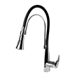 Pemberly Row Polished Chrome Kitchen Faucet with Black Rubber Stem