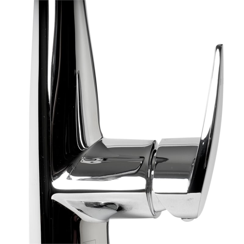 Pemberly Row Polished Chrome Kitchen Faucet with Black Rubber Stem