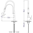 Pemberly Row Brushed Nickel Square Kitchen Faucet w Black Rubber Stem