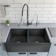 Pemberly Row Brushed Nickel Square Kitchen Faucet w Black Rubber Stem
