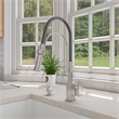 Pemberly Row Brushed Nickel Square Kitchen Faucet w Black Rubber Stem