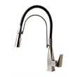 Pemberly Row Brushed Nickel Square Kitchen Faucet w Black Rubber Stem