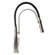Pemberly Row Brushed Nickel Square Kitchen Faucet w Black Rubber Stem