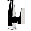 Pemberly Row Polished Chrome Square Kitchen Faucet w Black Rubber Stem