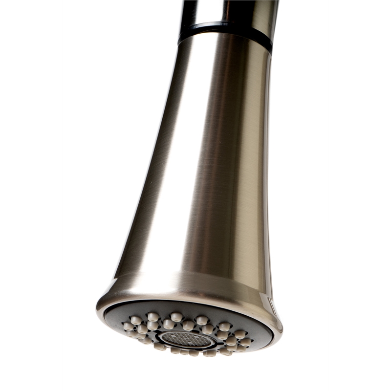 Pemberly Row Brushed Nickel Gooseneck Pull Down Kitchen Faucet