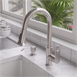 Pemberly Row Brushed Nickel Gooseneck Pull Down Kitchen Faucet