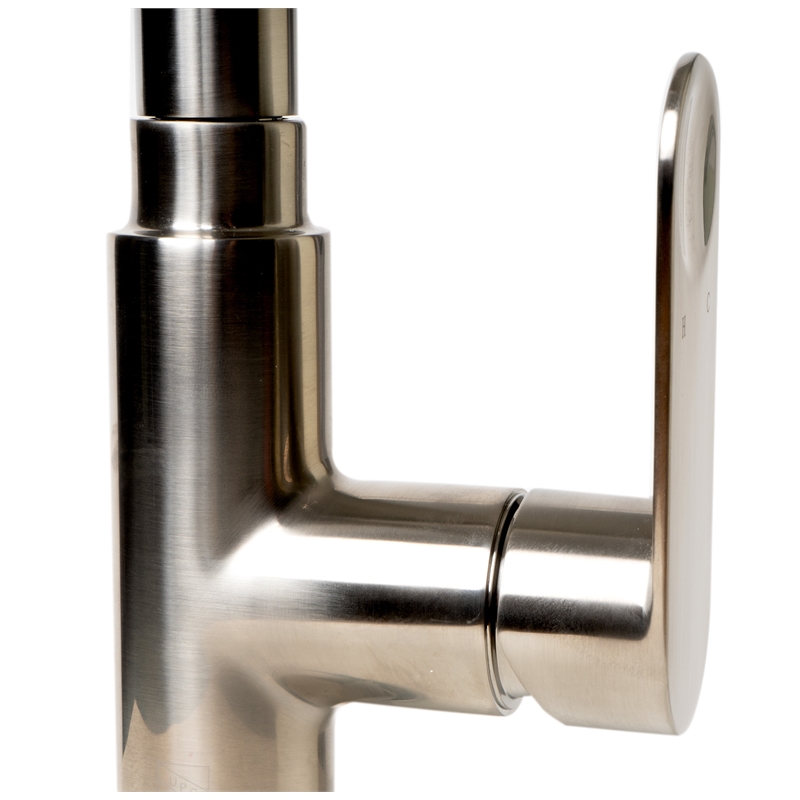 Pemberly Row Brushed Nickel Gooseneck Pull Down Kitchen Faucet