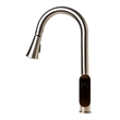 Pemberly Row Brushed Nickel Gooseneck Pull Down Kitchen Faucet