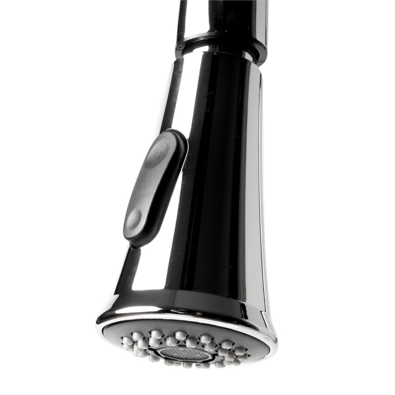 Pemberly Row Polished Chrome Gooseneck Pull Down Kitchen Faucet