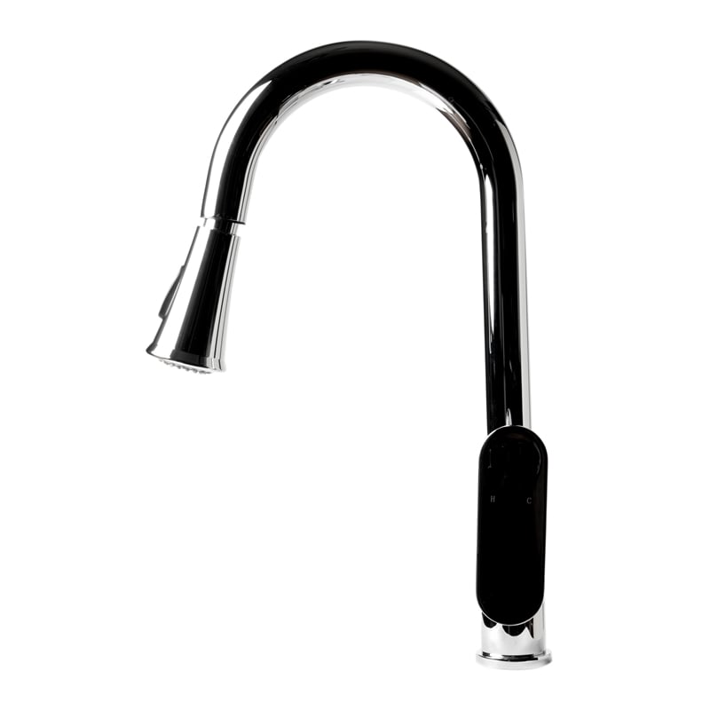 Pemberly Row Polished Chrome Gooseneck Pull Down Kitchen Faucet