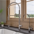 Pemberly Row Brushed Nickel Commercial Spring Kitchen Faucet