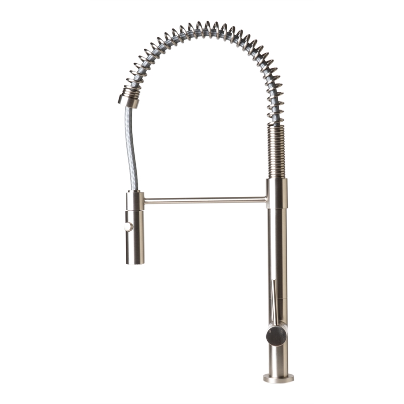 Pemberly Row Brushed Nickel Commercial Spring Kitchen Faucet