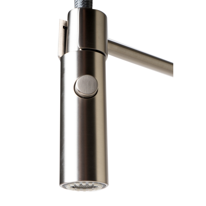 Pemberly Row Brushed Nickel Commercial Spring Kitchen Faucet