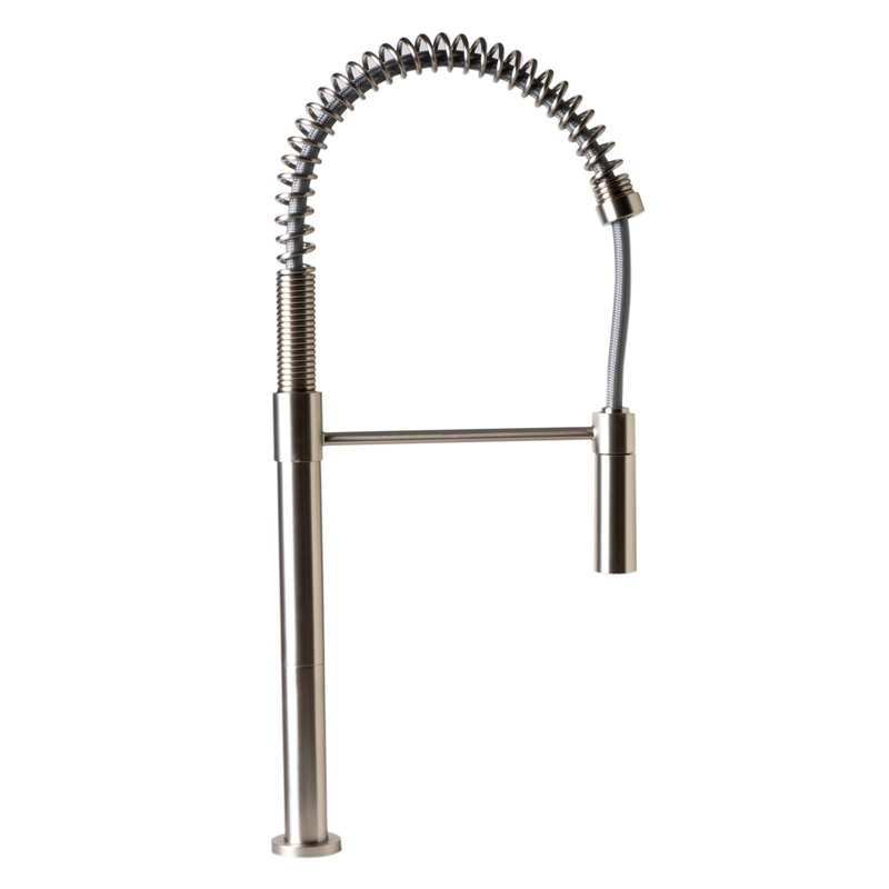 Pemberly Row Brushed Nickel Commercial Spring Kitchen Faucet