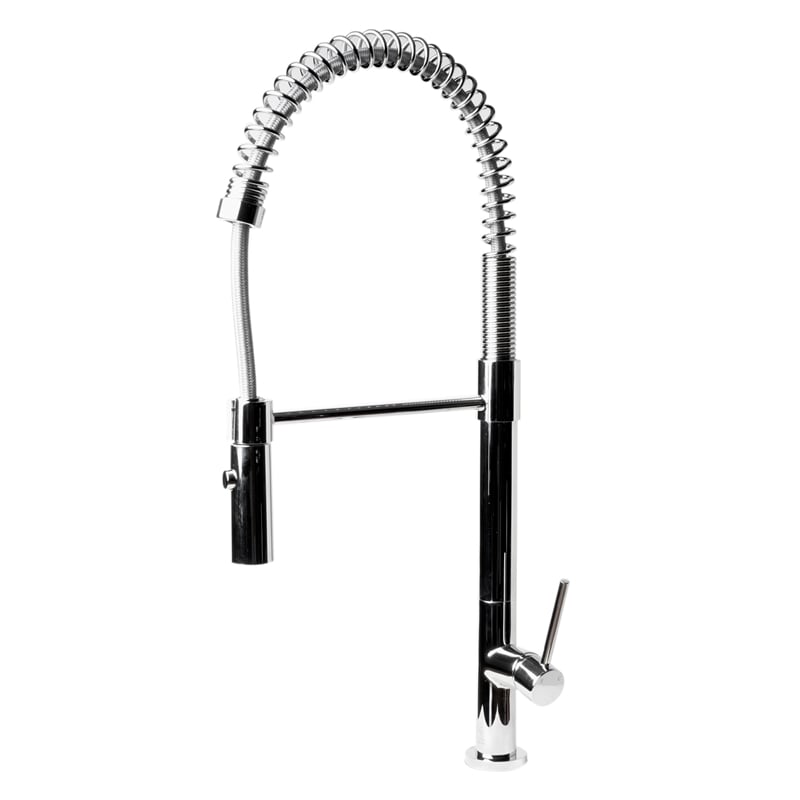 Pemberly Row Polished Chrome Commercial Spring Kitchen Faucet