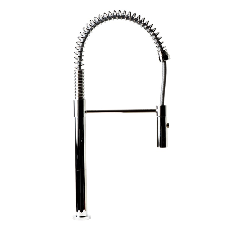 Pemberly Row Polished Chrome Commercial Spring Kitchen Faucet