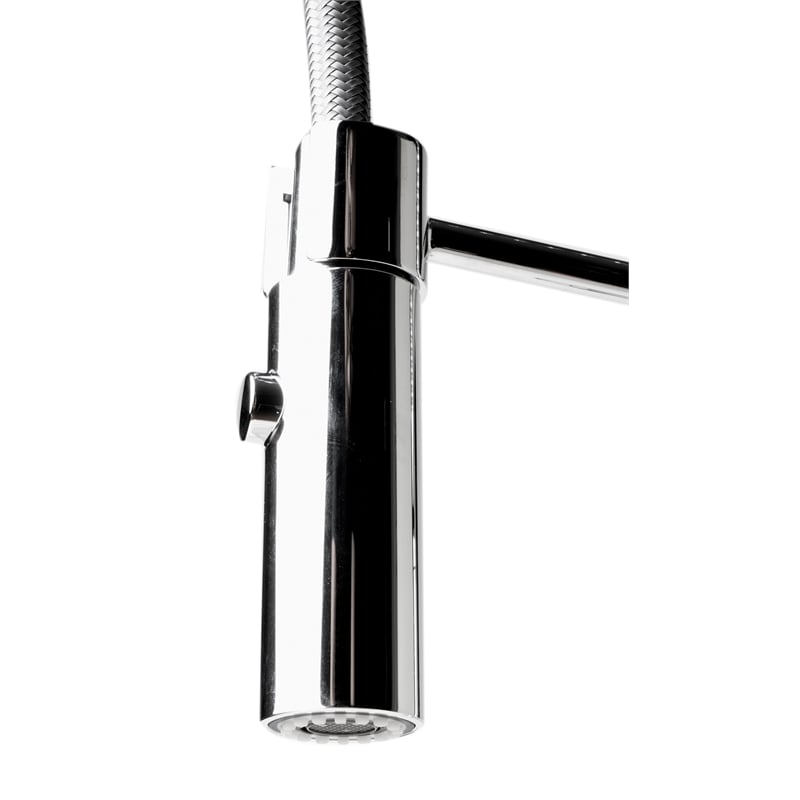Pemberly Row Polished Chrome Commercial Spring Kitchen Faucet