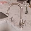 Pemberly Row Brushed Nickel Traditional Gooseneck Pull Down Kitchen Faucet