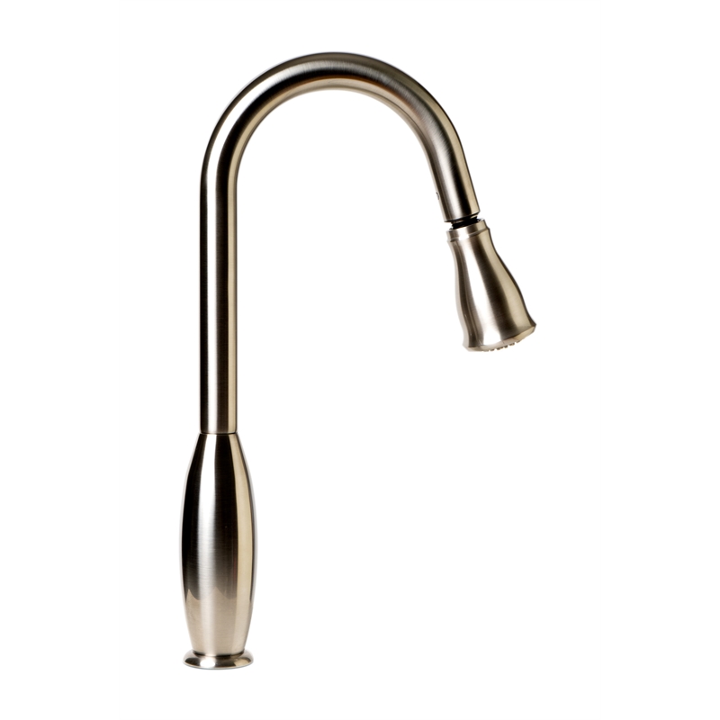 Pemberly Row Brushed Nickel Traditional Gooseneck Pull Down Kitchen Faucet