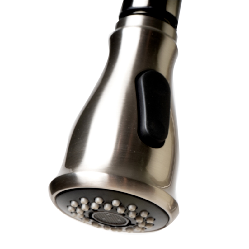 Pemberly Row Brushed Nickel Traditional Gooseneck Pull Down Kitchen Faucet