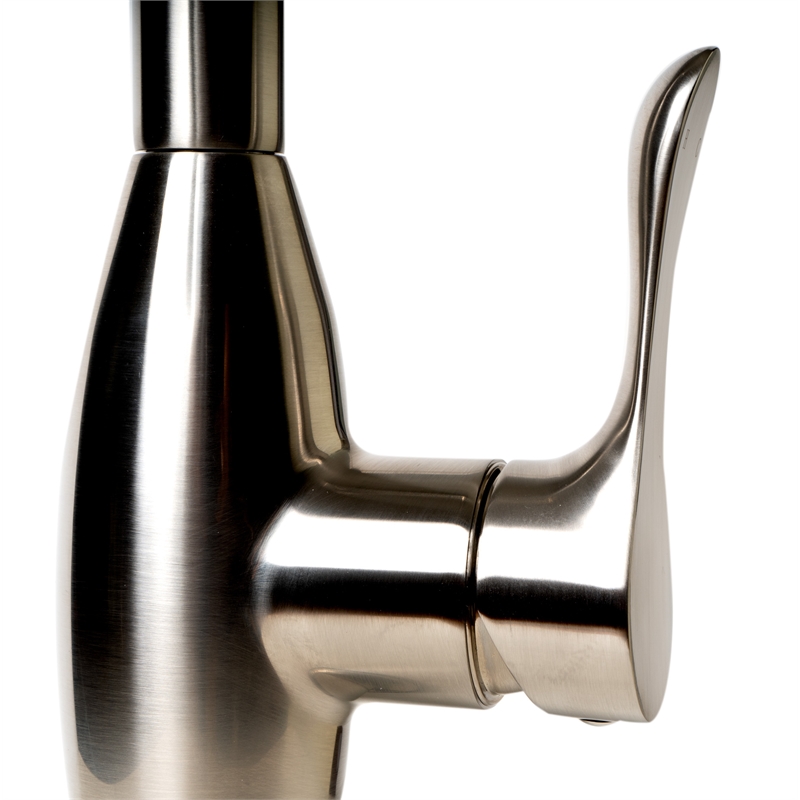 Pemberly Row Brushed Nickel Traditional Gooseneck Pull Down Kitchen Faucet