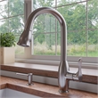 Pemberly Row Brushed Nickel Traditional Gooseneck Pull Down Kitchen Faucet